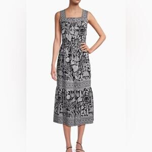 NWT Johnny Was Luciana Tank Dress Black White Sun Moon S Boho Resort Linen